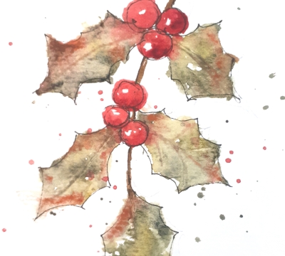 'Loose Botanicals in Watercolours' with an optional hint of Christmas ~ Lyn Evans